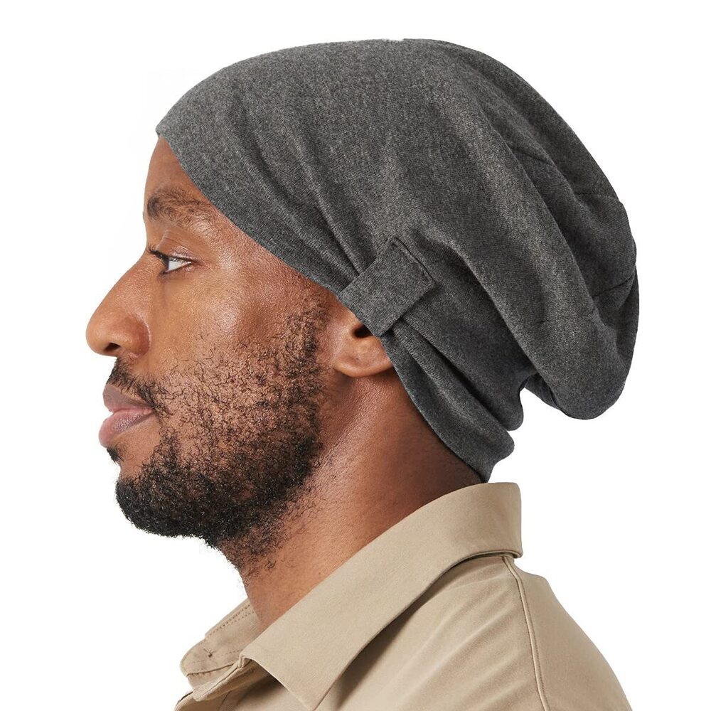 9328 Organic Cotton Slouchy Beanie - Soft Summer Slouch Chemo Hat Dark Gray